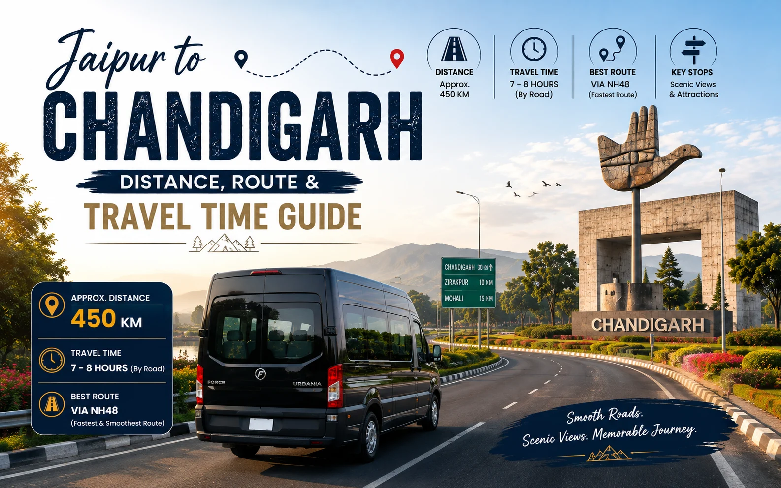 Jaipur to Chandigarh Distance Route and Travel Time Guide